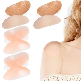 WILLBOND 4 Pairs Women Shoulder Pads Push up Soft Adhesive Silicone Anti Slip Enhancer Shoulder Pads for Women Clothing(Flesh Color, Transparent Flesh Color)
