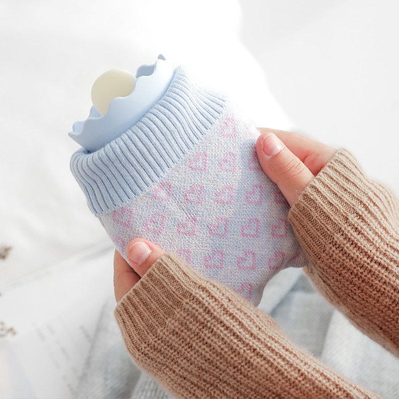 Cute Hot Water Bottle Soft Fleece Plush Transparent PVC Heating