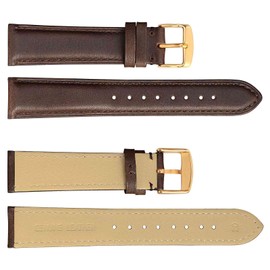 WOCCI 18mm Vintage Leather Watch Band for Men and Women, Gold Buckle (Dark Brown)