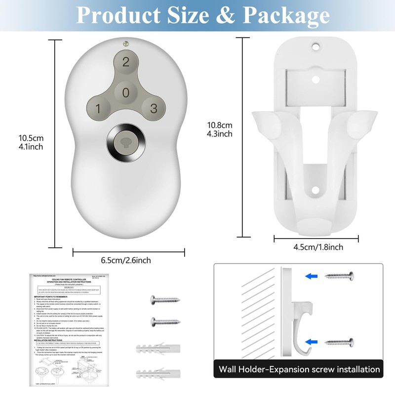 Ceiling Fan Remote Control Replacement for Hunter, Compatible with Hunter