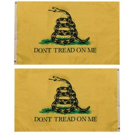 Gadsden Don't Tread On Me Yellow Snake Premium Quality Heavy Duty Fade Resistant Double Sided 100D Woven Poly Nylon 5x8 5'x8' Flag Banner Grommets