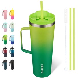 BJPKPK Insulated Tumbler with Handle, 26oz Insulated Tumblers with Lid and Straw, Stainless Steel Metal Water Bottles, Coffee Travel Mugs, Cups, Bamboo Grove