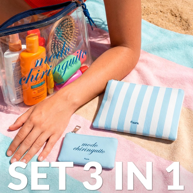 Fisura – Set 3 beauty case “Modo chiringuito”, pochette trucco,