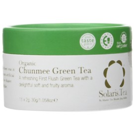 Solaris Tea - Organic Chun Mee Green Tea | 100% Organic Whole Leaf Tea | Certified Vegan | 15 x 2g Biodegradable Pyramid