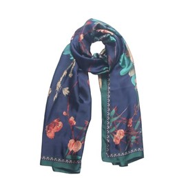 Pokeedioty Scarfs for Women Long Floral Print Scarf Fashion Scaves Head Scarf Lightweight Sunscreen Shawls (Teal)