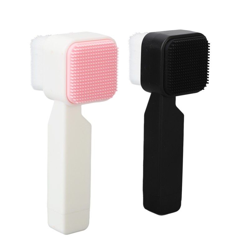 2Pcs Facial Cleansing Brush Effective Soft Black White Square Face