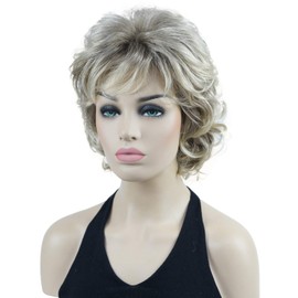 Lydell Short Soft Super Curly Wig Layered Natural Movement Synthetic Women Cosplay Wigs Gray Dark Roots
