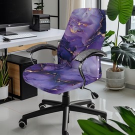 Garucesta Office Chair Cover Removable Computer Chair Slipcover Stretchable High-Back Chair Cover Soft Office Chair Protector Slipcover for Desk Gaming Chairs, L, Violet Marble