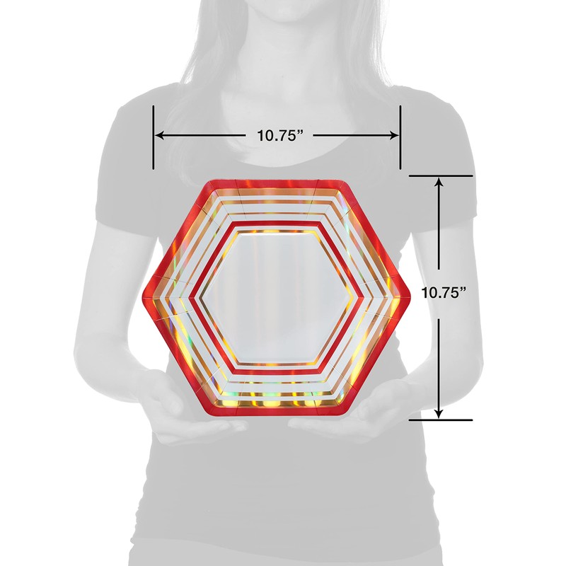 Papyrus Dinner Plates, Gold & Red Stripes (8-Count)