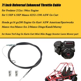Aniro Moto 71 Inch Universal Enhanced Throttle Cable for Go Kart Predator 212 cc Engine GX160 GX200 196cc 5.5hp 6.5hp Manco 8252-1390 ASW Go Cart Accelerator Lawn Mower Parts