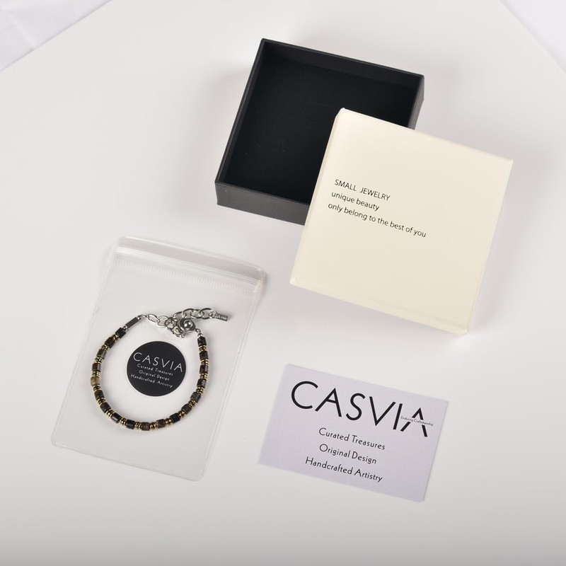 CASVIA Biotite Veil Men's Beaded Bracelet - Handcrafted Stone Bracelet