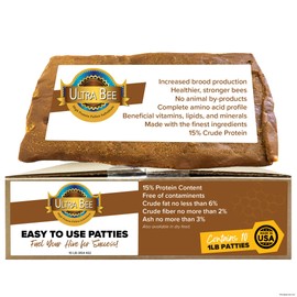 Mann Lake Ultra Bee Pollen Substitute Patties, High Protein, Boosts Brood, Healthy Colony, Beekeeper Essential, Free from Animal by-Products, Rich in Vitamins & Amino Acids, 10 Lbs