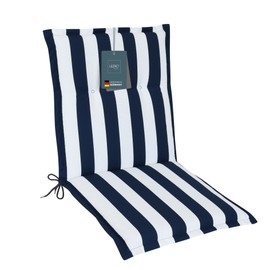 LILENO HOME Garden Chair Cushions in Block Stripes Grey [Set of 1 - Low-Back] - Comfortable Loungers as Seat Cushions for Garden Furniture - Chair Cushion for Garden Chairs and Folding Chairs