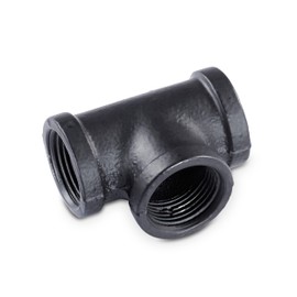 pamo Malleable cast iron fitting T-connector - 3/4 inch for DIY clothes rail in industrial loft design, T-piece, powder-coated water pipe in black for DIY wardrobe/wardrobe