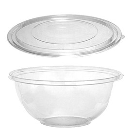 Party Essentials Soft Plastic 320-Ounce Serving/Catering Bowls, Clear with Clear Lids, Set of 2