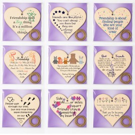 Pack of Friendship Heart Gift Plaques – Build a Bundle Wooden Hanging Signs with Sentimental Messages – Best Friend, Work Friend or BFF Present – Rustic Twine & Ready to Gift Thoughtful Keepsake