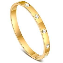 EIHI 1 Stück Armband Damen Gold, Jewellery, Armreif Gold, Kristallen Breit Cubic Zirkonia Armreif für Frauen, Wasserfester Armbänder Set Geschenke für Damen
