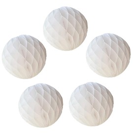 YLY's love Pom Poms Tissue Paper Honeycomb Balls Flower Ball Wall Decor Pom Poms Decoration for Birthday Party Wedding Nursery Shower (White, 5pcs-8in)