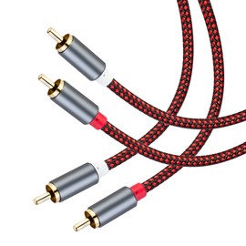 GESSEOR RCA Cable 6 ft 2RCA to 2RCA Cable 2Rca Male to 2-RCA Male Audio Stereo Subwoofer Cable Nylon-Braided Auxiliary Audio Cord for Home Theater, HDTV, Amplifiers, Hi-Fi