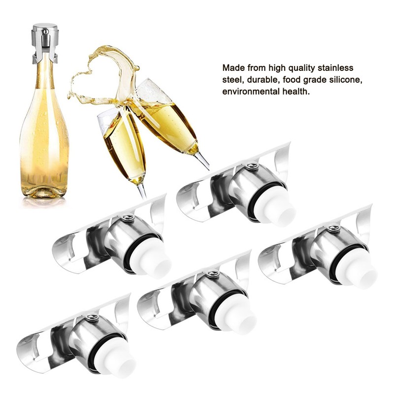 5PCS Stainless Steel Champagne Stopper Wine Drinks Bottle Plug Sealer