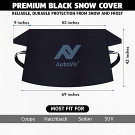 Autovir Windshield Cover for Ice and Snow | Snow, Ice, and Frost Protection Car Windshield Cover (69x42 inches) | All-Weather Car Snow Cover for Sedans, SUVs, and Hatchbacks