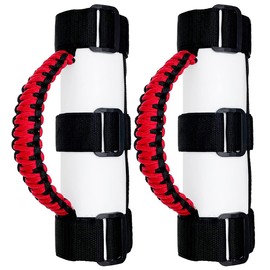 RDFUN 2 x Roll Bar Grab Handles Grip Handle for Jeep Wrangler YJ TJ JK JKU JL JLU Sahara Rubicon X Sports Freedom & Unlimited 1987-2022 (Black/Red)