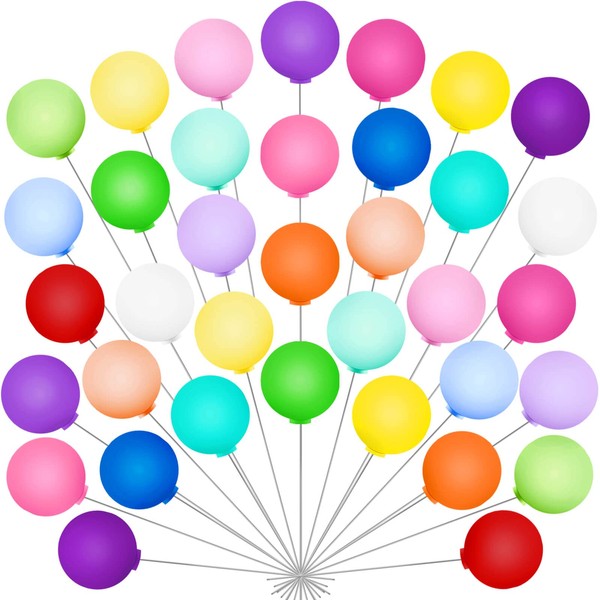36 decoraciones coloridas para tartas de globos, 18 colores, mini decoraciones para cupcakes para baby shower, fiesta de cumpleaños y boda