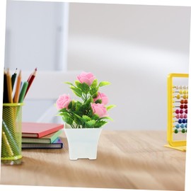 VINTORKY 5pcs Artificial Potted Plant Artificial Plant Flower Bonsai Artificial Plant Decor Artificial Plant Bonsai False Potted Plant Faux Potted Plant House Plants Indoor Plastic Roses