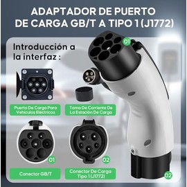 Para BYD Adaptador Tipo 1 A GBT(Autos Con Conector De China Como BYD, JAC), (Type1 J1772 A GBT), Accesorios Para Auto BYD Con Función Antirrobo, Adaptador De Carga EV, Accesorios De Coche Eléctrico