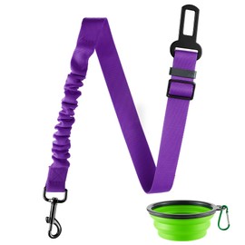 LivTee Dog Seat Belt for Car,1 Packs Set Retractable Dog Car Harness Adjustable and Comfortable Dog Car Seatbelt Leash,Elastic Nylon Pet Safety Seatbelts for Vehicles,Dog Accessories for Car(Purple)