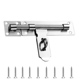 Gativs Stainless Steel Door Bolt Slide Lock Lockable Latch Door Bolt Sliding Lock Lockable with Padlock Hole for Warehouse Garage Barn Yard Gate Doors