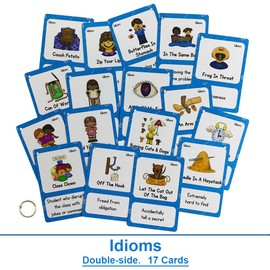 Lilias Proverb Idioms English Grammar Double-Side Learning Flash Cards, Homeschool Preschool Primary School Teaching Aids, Classroom Supplies, 17 Cards in Set