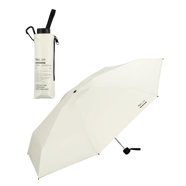 Wpc. IZA Type: LARGE&COMPACT Off [100% Shading Rate, 100% UV Protection, UPF50+, Sun or Rain] Parasol, Men's Folding Umbrella, 22.8 inches (58 cm), Compact, Slim, Small, Large When Opened, Carabiner