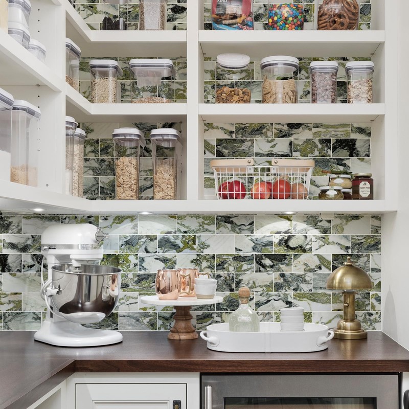 Vamos Tile 100-Piece Glossy Ice Green Peel and Stick Backsplash