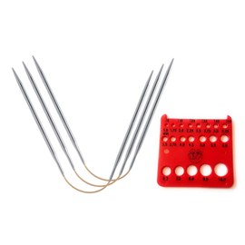 addi CraSyTrio Long Set of 3 (Flexi-Flips) with Gold Cords and Red Needle Gauge 10in (26cm) US 6 (4mm)