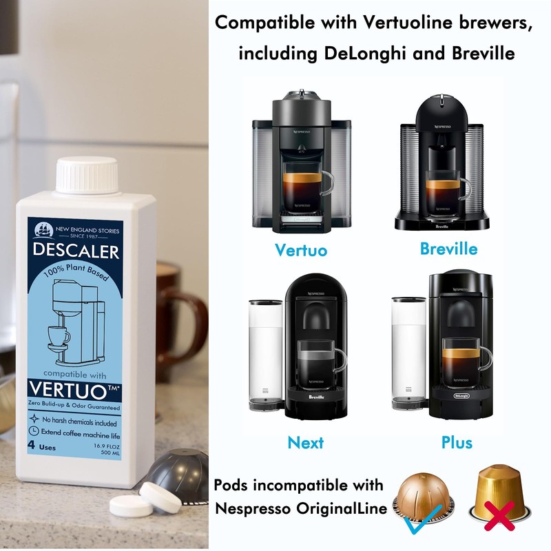 (12 Months Supply) Descaling Kit Compatible with Nespresso Vertuo, Odorless