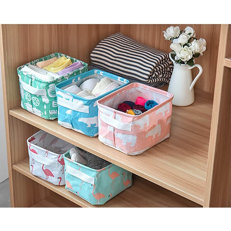 Lawei 9 Pack Mini Canvas Storage Bins - Collapsible Canvas
