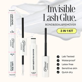 Feinner DIY Lash Cluster Kit Invisible Band Long Lasting Waterproof Bond Seal Remover Natural Eyelashes Cosmetic Makeup Salon Outdoorfun:_Lash Bond Seal Remover 3in1 kit (White Glue)