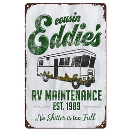 Cousin Eddie's RV Maintenance No Shitter Is Too Full Poster Vintage Metal Tin Signs Art Poster for Coffee Bar Home Kitchen Office Decorative 8x12 Inch