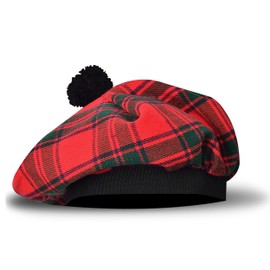 Scottish Hat Tam o Shanter Scottish Bonnet Tartan hat Acrylic Wool with Pompom (US, Alpha, One Size, Standard, Macintosh)