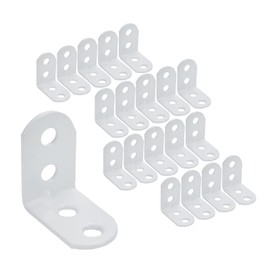 Coshar 20pcs Iron L Bracket Joint Right Angle Bracket Heavy Duty Shelf Braces for Floating Shelf Wood Table Top, White (29x29x18mm )