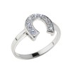 Dainty 925 Sterling Silver CZ-Studded Ladies Horseshoe Ring (Size 9.25)