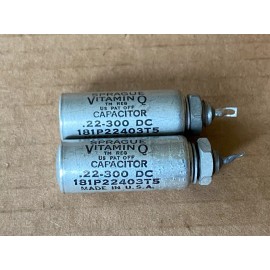 Vishay Sprague 2 NOS Vintage .22 uf 300v Sprague Vitamin Q PIO Capacitors Oil 181P (Qty)