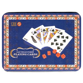 Las Vegas Poker Playing Cards with Dice and Tin
