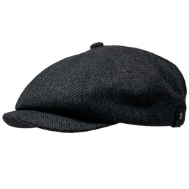 WEROR WEROR-323.1 Men's Flat Cap with Peak, Hat with Cotton Lining, Autumn/Winter, black