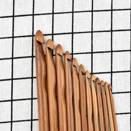 12Pcs Bamboo Crochet Hooks Set, 3mm to 10mm Diameters, Knitting Needles Knit Craft Set, DIY Wooden Knitting Needle Kit