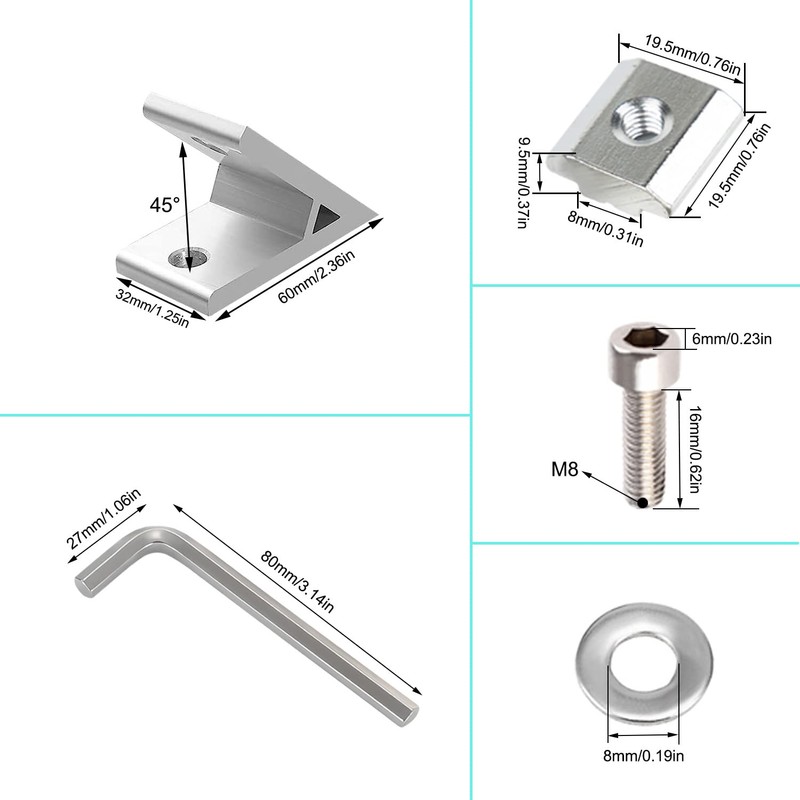 Aluminium Profile Connector 40 x 40 45 Degree Angle Connector