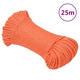 "vidaXL Twisted Work Rope - Durable Polypropylene Cord in Vibrant Orange - Ideal for Home, Garden, Workshop Use - 8 mm Diameter, 25 m Length"