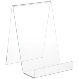 Plymor Clear Acrylic Flat Back Display Easel with 3" Box Ledge, 10" H x 7" W x 8" D (2 Pack)