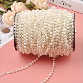 2 rollos de guirnalda de abalorio de Navidad de 25 metros de longitud, cadena de abalorio de perlas sintéticas, guirnalda de árbol de Navidad, decoración para árbol de Navidad, día festivo, boda,